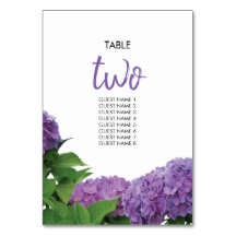 Elegant Lila Hydrangea Wedding Guest Names