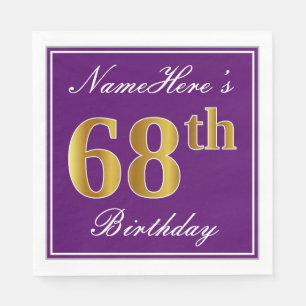 Elegant Lila, Imitate Gold 68. Geburtstag + Name Serviette