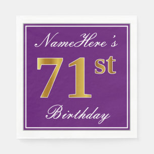 Elegant Lila, Imitate Gold 71. Geburtstag + Name Serviette