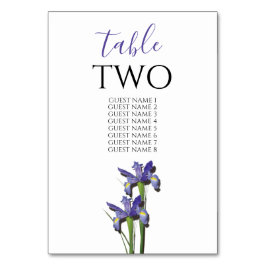 Elegant Lila Iris Wedding Guest Names Tischnummer