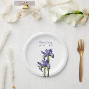 Elegant Lila Iris Wedding Pappteller