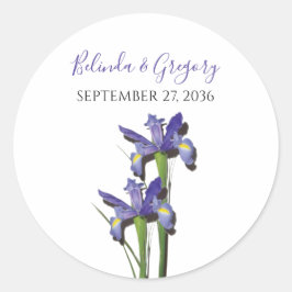 Elegant Lila Iris Wedding Runder Aufkleber