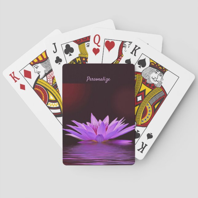 Elegant Lila Lilac Lotus Blume Zen Personalisiert Spielkarten (Rückseite)