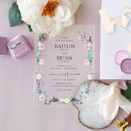 Elegant Lila, Mauve, Pastel Floral Wedding Acryleinladungen
