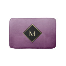 Elegant Lila mit einfachem Goldmonogramm Badematte
