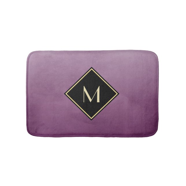 Elegant Lila mit einfachem Goldmonogramm Badematte (Vorderseite)
