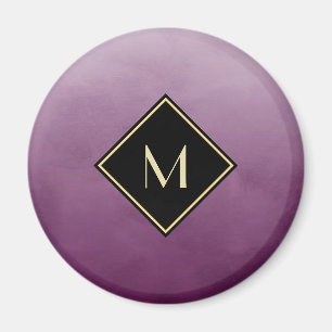 Elegant Lila mit einfachem Goldmonogramm Magnet
