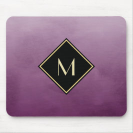 Elegant Lila mit einfachem Goldmonogramm Mousepad