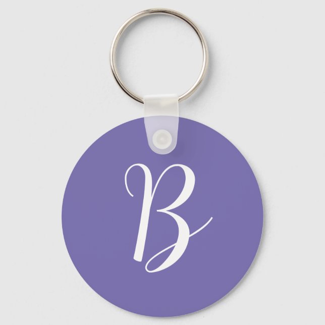 Elegant Lila Monogram Initial Schlüsselanhänger (Vorderseite)