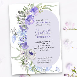 Elegant Lila Peri Floral Quinceanera Einladung