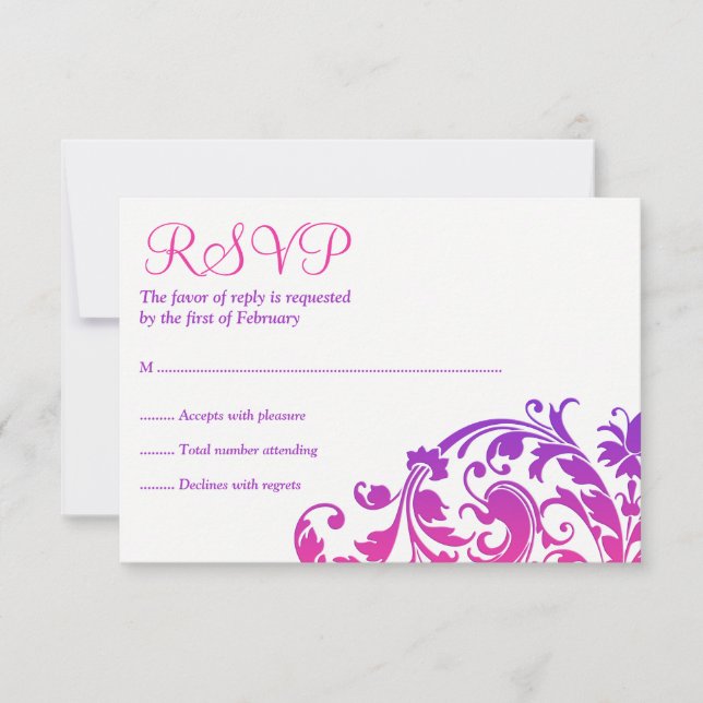 Elegant Lila Pink Blüh Bat Mitzvah UAWG RSVP Karte (Vorderseite)
