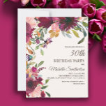 Elegant Lila Pink Gold Floral 30. Geburtstag Einladung<br><div class="desc">Schönes und elegantes Pflaume lila und rosa Blüte mit schlängelgrünen Blätter botanische Aquarell 30. Geburtstag Party Einladung für Frauen. Der Text ist ein Schriftart mit goldenem Kalligraphiepinsel und ist auf der rechten Kartenseite ausgerichtet. Diese Geburtstagsfeier lädt Sie ein in unsere Birthday Party Collection in Burgund und Blush Pink. Kontaktieren Sie...</div>