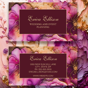 Elegant Lila rosa Burgund Gold Floral Visitenkarte