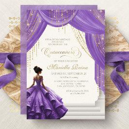 Elegant Lila Royal Fairytale Quinceanera Einladung