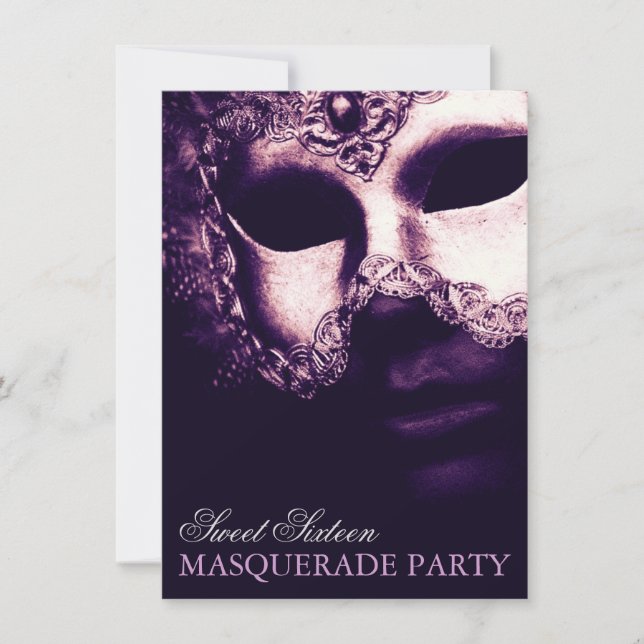 Elegant Lila Sweet 16 Masquerade Party Einladungen (Vorderseite)