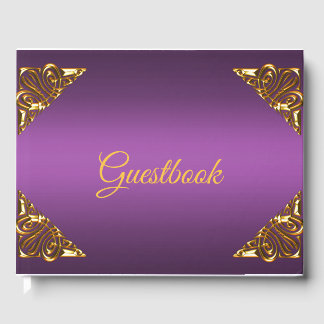 Elegant Lila und Gold Gästebuch