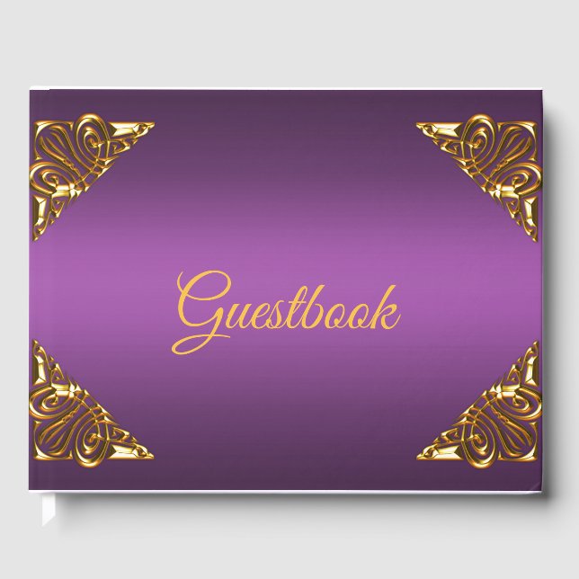 Elegant Lila und Gold Gästebuch (Vorderseite)