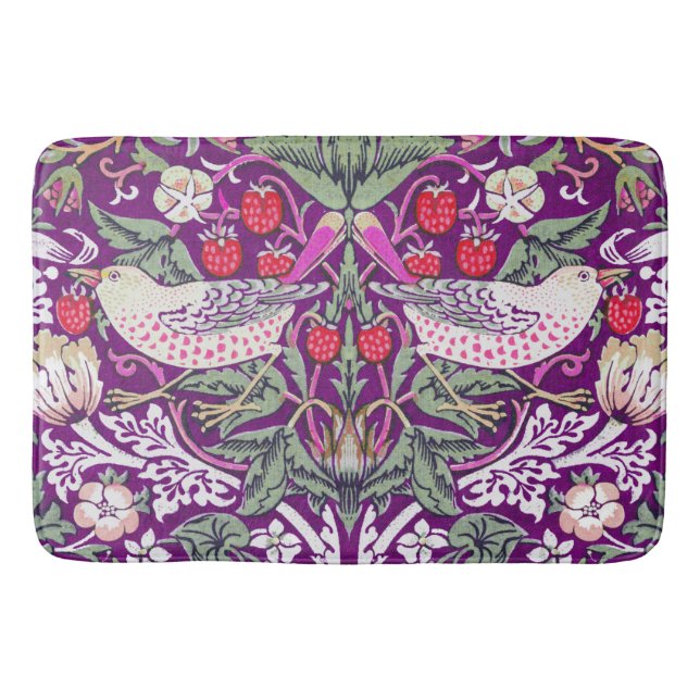 Elegant Lila William Morris Strawberry Thief  Badematte (Vorderseite)