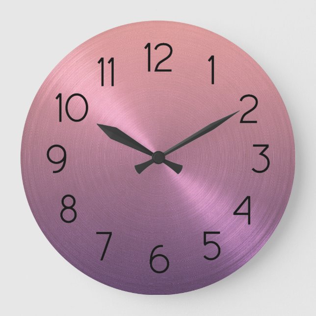 Elegant Lila zu rosa Ombre Gradient Große Wanduhr (Vorderseite)