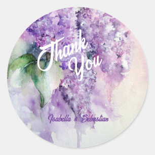 Elegant Lilac Blume Hochzeit Runder Aufkleber