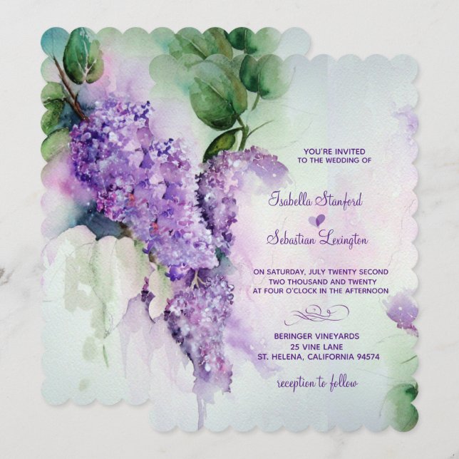 Elegant Lilac Blume Hochzeiten Einladungen (Vorne/Hinten)