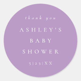 Elegant Lilac Coordinate Baby Shower Runder Aufkleber