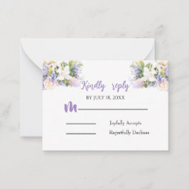 Elegant Lilac Floral Wedding Repcard Mitteilungskarte