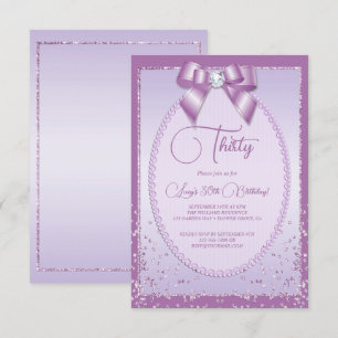 Elegant Lilac Jewel Bow & Confetti Geburtstag Einladung