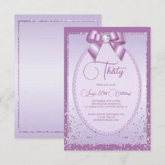 Elegant Lilac Jewel Bow & Confetti Geburtstag Einladung