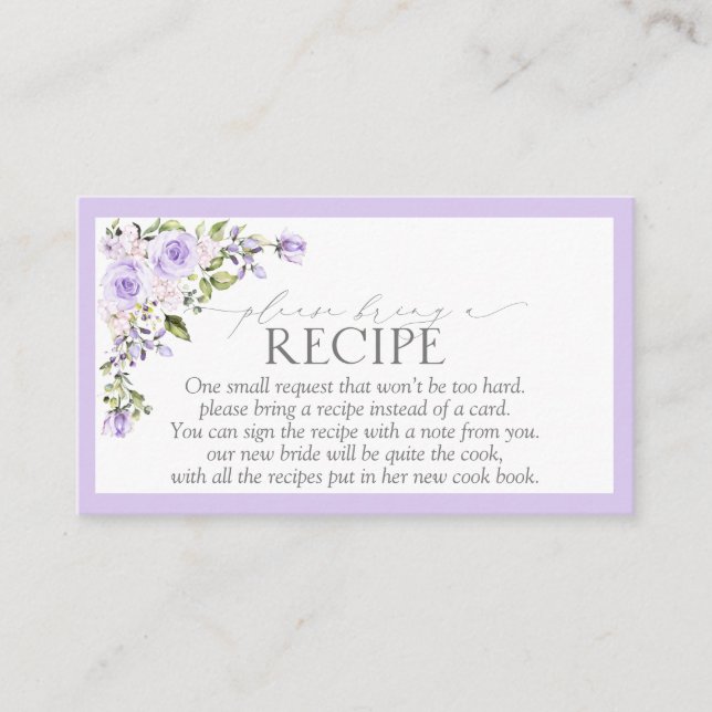 Elegant Lilac Lavender Bitte ein Rezept mitbringen Begleitkarte (Vorderseite)