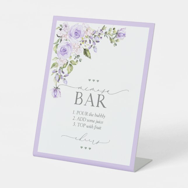 Elegant Lilac Lavender Brautparty Mimosa Bar Sockelschild (Vorderseite)