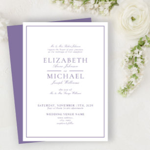 Elegant Lilac Lavender Classic Script Wedding Einladung