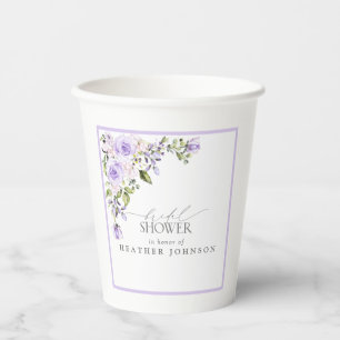 Elegant Lilac Lavender Floral Brautparty Pappbecher