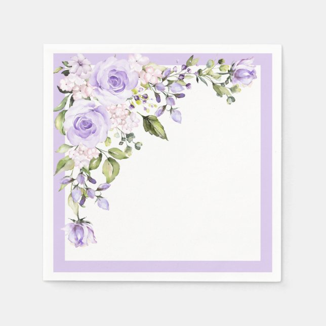 Elegant Lilac Lavender Floral Brautparty Serviette (Vorderseite)
