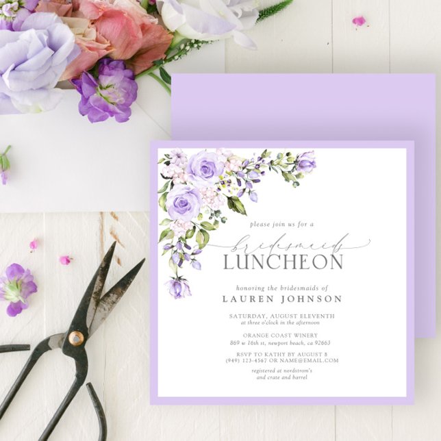 Elegant Lilac Lavender Floral Bridal Luncheon Einladung (Von Creator hochgeladen)