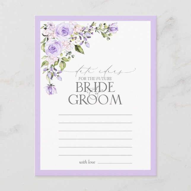 Elegant Lilac Lavender Floral Date Ideas Postkarte (Vorderseite)