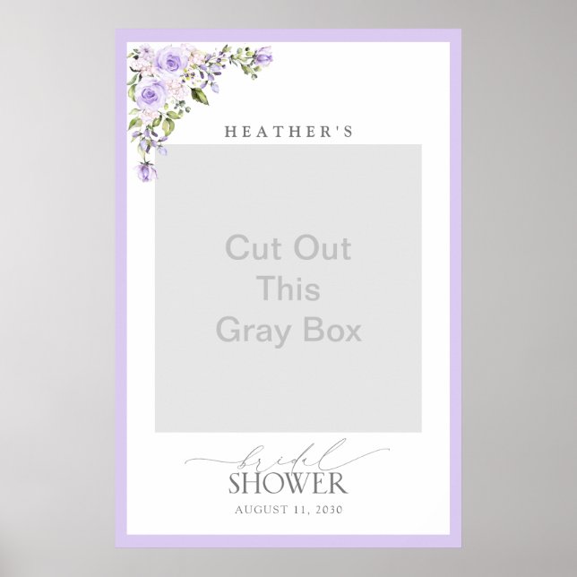 Elegant Lilac Lavender Floral Shower Foto Stand Poster (Vorne)