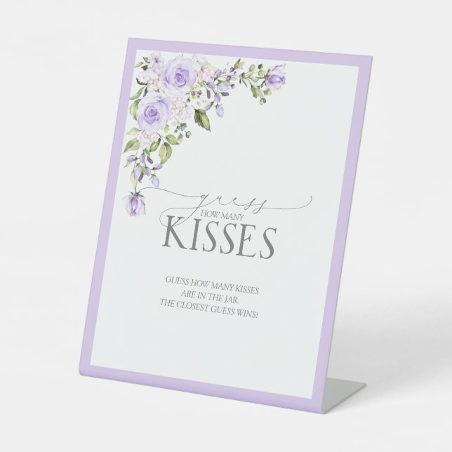 Elegant Lilac Lavender Floral Wie viele Kisses Sockelschild (Vorderseite)