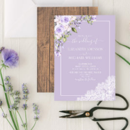 Elegant Lilac Lavender Rustic Wood Lace Hochzeit Einladung