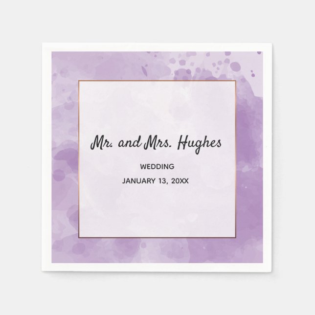 Elegant Lilac Lavender Wasserfarbenhochzeit Serviette (Vorderseite)