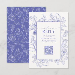 Elegant Lilac Lavender Wedding QR Code RSVP Karte