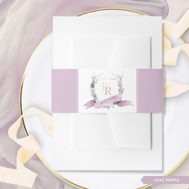 Elegant Lilac Lila Pastel Mit Monogramm Wedding Einladungsbanderole (Von Creator hochgeladen)