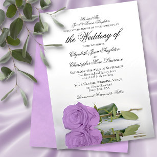 Elegant Lilac Lila Rose Feierliche Hochzeit Einladung