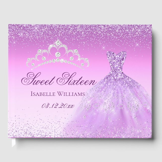 Elegant Lilac Lila Sweet 16 Gästebuch (Vorderseite)