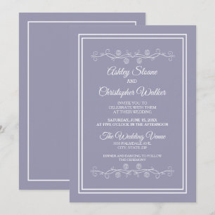 Elegant Lilac Lila White Wedding Einladung