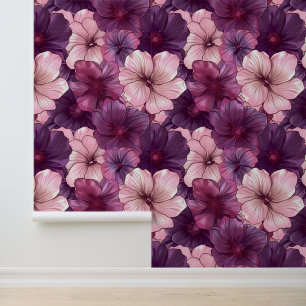 Elegant Lilac Maroon Floral Blooms Tapete