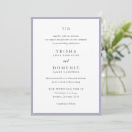 Elegant Lilac Monogram Modern Wedding Einladung