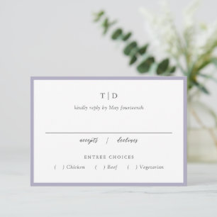 Elegant Lilac Monogram Modern Wedding RSVP Karte