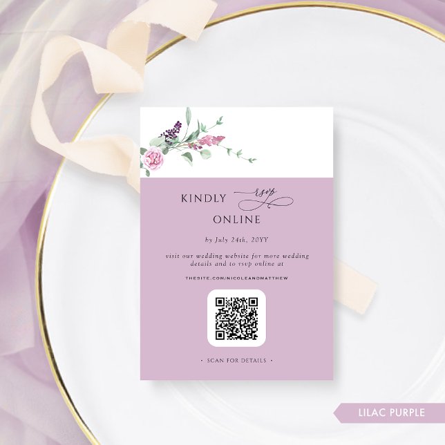Elegant Lilac Pastel Floral UAWG Online, QR Code Begleitkarte (Von Creator hochgeladen)