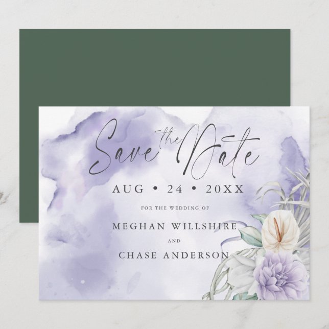 Elegant Lilac Peony Floral Watercolor (Vorne/Hinten)